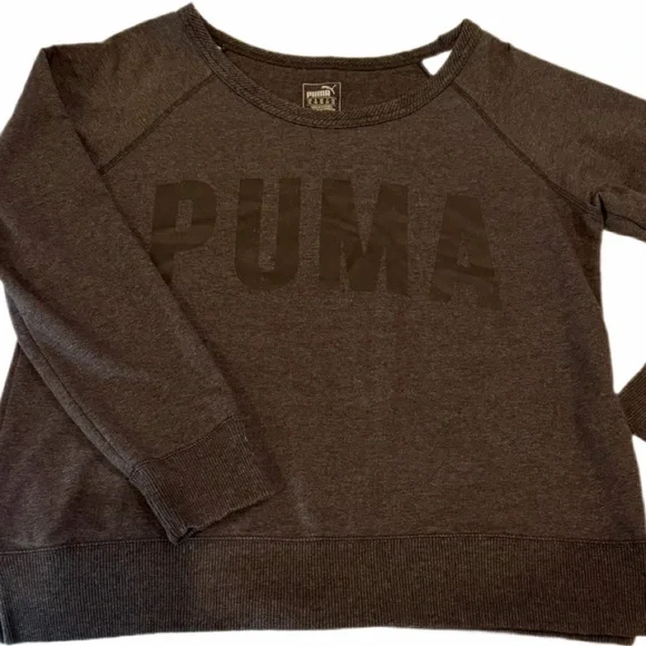 Womens XL Puma Boat neck sweatshirt, black logo on dark grey MOSTLY COTTON TOP - Picture 14 of 14